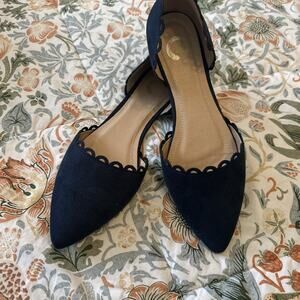 Journee Co Blue Womens Jezlin Slip On Almond Toe Ballet Flat Faux Suede Size 7.5